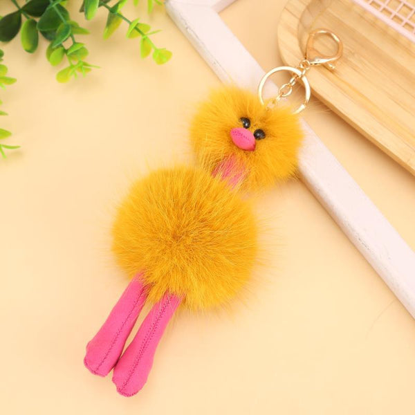 Wholesale Fashion Ostrich Plush Pom Poms Keychain - 1 Piece