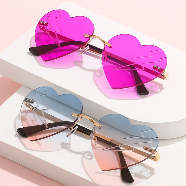 Wholesale Elegant Simple Style Solid Color PC Special-shaped Mirror Frameless Women's Sunglasses