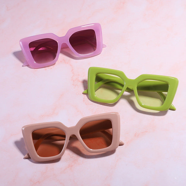 Wholesale Elegant Basic Solid Color PC Square Full Frame Women Sunglasses