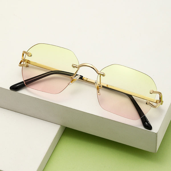 Wholesale Basic Lady Simple Style Solid Color PC Polygon Frameless Women Sunglasses