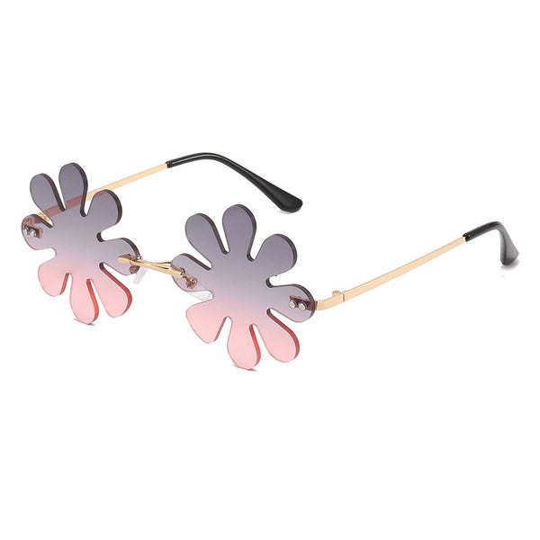 Wholesale Hip-hop Funny Flower PC Special-shaped Mirror Frameless Women Sunglasses