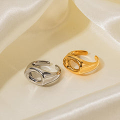 Wholesale Retro Geometric Stainless Steel Plating 18K Gold Plated Open Rings - ChicMeto