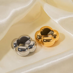 Wholesale Simple Style Solid Color Lines 304 Stainless Steel 18K Gold Plated Rings In Bulk - ChicMeto