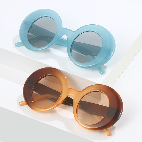 Wholesale Hip-hop Solid Color PC Oval Frame Full Frame Women Sunglasses