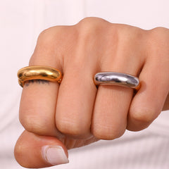 Wholesale Jewelry Lady Geometric Stainless Steel Plated Rings - ChicMeto