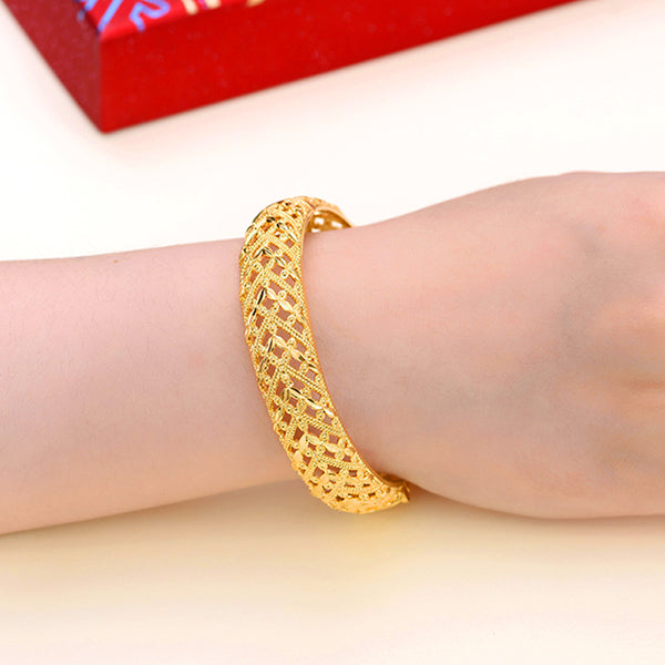 Wholesale Ethnic Style Solid Color Copper Gold Plated Bangles in Bulk
