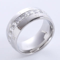 Wholesale Elegant Romantic Solid Color Stainless Steel Plating Inlay Rhinestones 18K Gold Plated Rings - ChicMeto