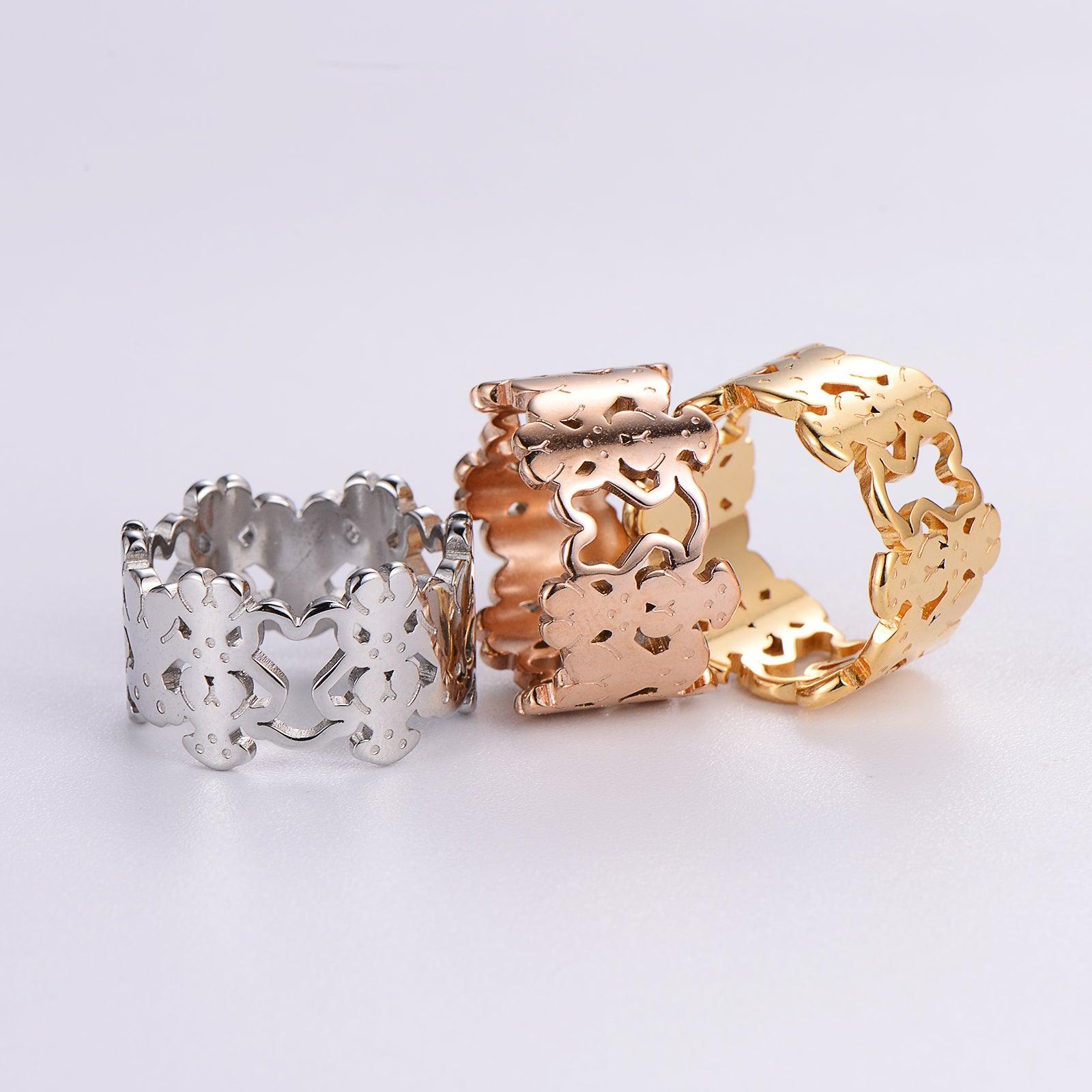 Wholesale Simple Style Geometric Stainless Steel Plating Inlay Zircon 18K Gold Plated Rose Gold Plated Rings - ChicMeto