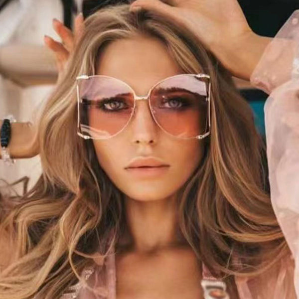 Wholesale Elegant Gradient Color PC Square Pearl Full Frame Women's Sunglasses