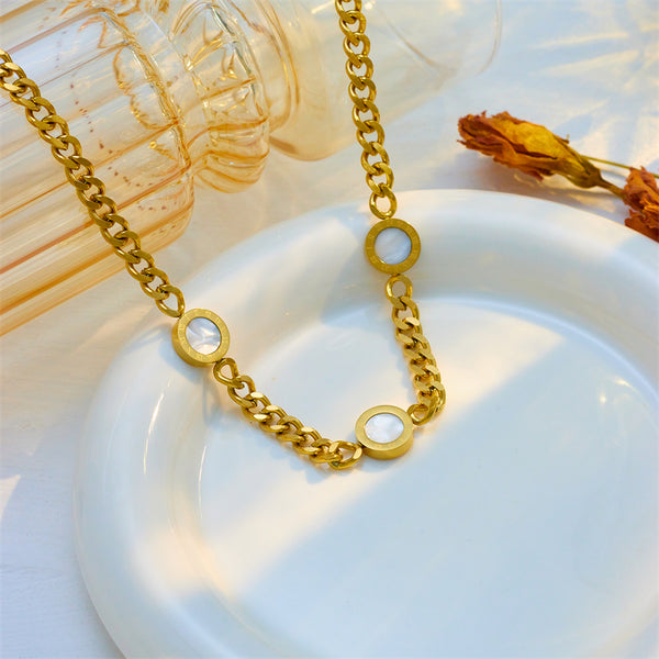 Wholesale Vintage Style Solid Color Titanium Steel Plating 18K Gold Plated Necklace