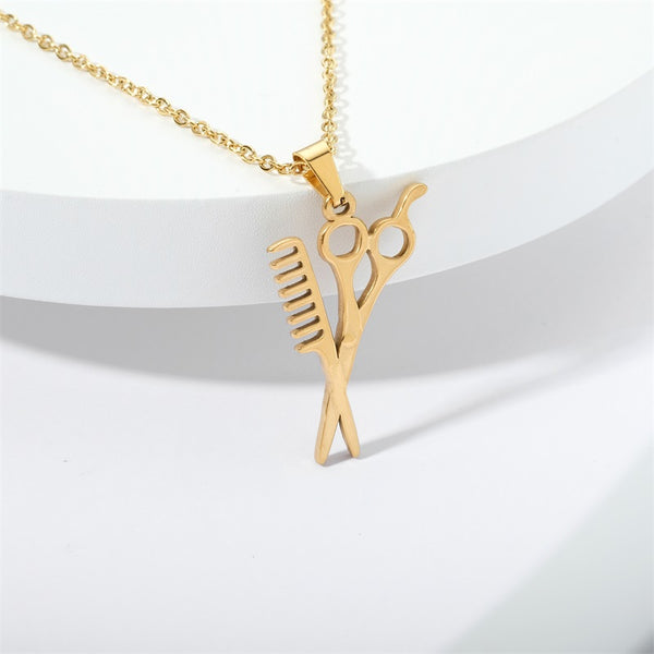 Wholesale Simple Style Scissors Stainless Steel Plating 18K Gold Plated Pendant Necklace