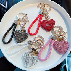 Wholesale Simple Style Heart Shape Alloy Keychain | Rhinestone Inlay, Women's Keychain - ChicMeto