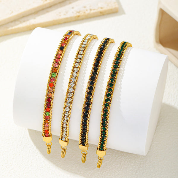 Wholesale Stainless Steel 18K Gold Plated Bracelet Modern Casual Color Block Design