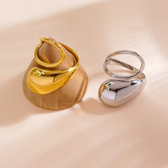 Wholesale Simple Classic Style Solid Color 304 Stainless Steel 14K Gold Plated Open Rings In Bulk - ChicMeto