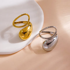 Wholesale Simple Classic Style Solid Color 304 Stainless Steel 14K Gold Plated Open Rings In Bulk - ChicMeto