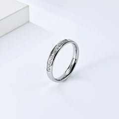 Wholesale Simple Style Solid Color 304 Stainless Steel 18K Gold Plated Rhinestones Rings In Bulk - ChicMeto