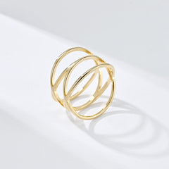 Wholesale Simple Style Solid Color Lines 304 Stainless Steel 18K Gold Plated Rings In Bulk - ChicMeto