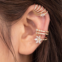 Wholesale 1 Piece Simple Classic Heart Shape Pearl Flower Copper Inlay Zircon Ear Cartilage Rings Studs - ChicMeto