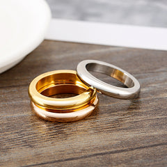 Wholesale 304 Stainless Steel 18K Gold Plated Basic Simple Classic Style Round Rings - ChicMeto