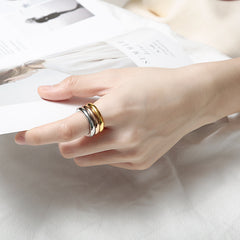 Wholesale 304 Stainless Steel 18K Gold Plated Basic Simple Classic Style Round Rings - ChicMeto