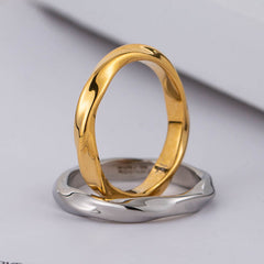 Wholesale Jewelry Elegant Geometric 316 Stainless Steel 18K Gold Plated Shiny Metallic Polishing Rings - ChicMeto