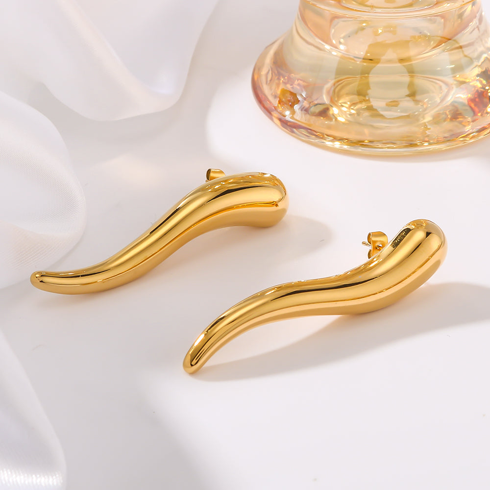 Wholesale 1 Pair Simple Classic Style Solid Color Polishing Plating 304 Stainless Steel 18K Gold Plated Ear Studs - ChicMeto