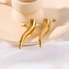 Wholesale 1 Pair Simple Classic Style Solid Color Polishing Plating 304 Stainless Steel 18K Gold Plated Ear Studs - ChicMeto