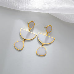 Wholesale 1 Pair French Style Semicircle Irregular 304 Stainless Steel 14K Gold Plated Drop Earrings - ChicMeto