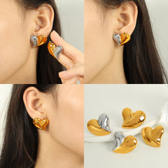 wholesale Elegant Exaggerated Commute Heart Shape Polishing 304 Stainless Steel 18K Gold Plated Ear Studs - ChicMeto