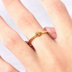 Wholesale Jewelry Glam Shiny Solid Color Stainless Steel 18K Gold Plated Rings - ChicMeto