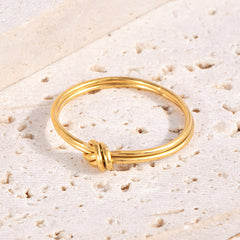 Wholesale Jewelry Glam Shiny Solid Color Stainless Steel 18K Gold Plated Rings - ChicMeto