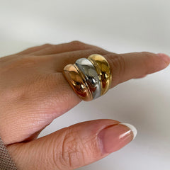 Wholesale Jewelry Nordic Exaggerated Color Block Stainless Steel 18K Gold Plated Irregular Rings - ChicMeto