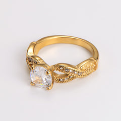 Wholesale Jewelry Casual Elegant Classic Heart Shape Stainless Steel Rhinestones 18K Gold Plated Rings - ChicMeto