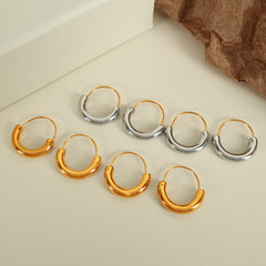 wholesale Casual Commute IG Style Semicircle Polishing 304 Stainless Steel 18K Gold Plated Earrings - ChicMeto