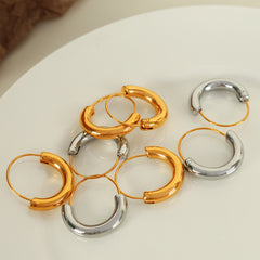 wholesale Casual Commute IG Style Semicircle Polishing 304 Stainless Steel 18K Gold Plated Earrings - ChicMeto