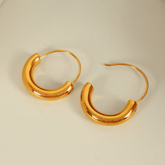 wholesale Casual Commute IG Style Semicircle Polishing 304 Stainless Steel 18K Gold Plated Earrings - ChicMeto