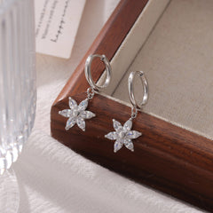 Wholesale 1 Pair Vintage Style Sweet Simple Style Sunflower Inlay 304 Stainless Steel Zircon White Gold Plated Gold Plated Drop Earrings - ChicMeto