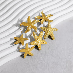 Wholesale 1 Pair French Style Simple Classic Starfish Polishing 304 Stainless Steel 18K Gold Plated Ear Studs - ChicMeto