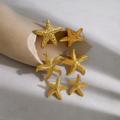 Wholesale 1 Pair French Style Simple Classic Starfish Polishing 304 Stainless Steel 18K Gold Plated Ear Studs - ChicMeto