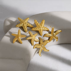 Wholesale 1 Pair French Style Simple Classic Starfish Polishing 304 Stainless Steel 18K Gold Plated Ear Studs - ChicMeto