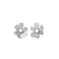 Wholesale 1 Pair Vacation Sweet Flower Inlay 304 Stainless Steel Pearl 18K Gold Plated Ear Studs - ChicMeto