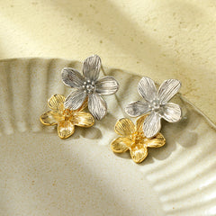 Wholesale 1 Pair Retro Flower 304 Stainless Steel Ear Studs - ChicMeto