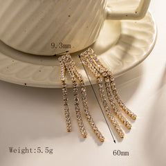 Wholesale 1 Pair IG Style Retro Classic Style Chain Inlay 304 Stainless Steel Zircon 18K Gold Plated Drop Earrings - ChicMeto