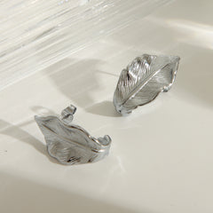 Wholesale 1 Pair IG Style Simple Leaf 304 Stainless Steel 18K Gold Plated Ear Studs - ChicMeto