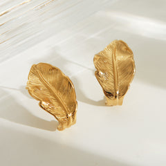 Wholesale 1 Pair IG Style Simple Leaf 304 Stainless Steel 18K Gold Plated Ear Studs - ChicMeto