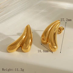 Wholesale 1 Pair Casual Luxurious Water Droplets Wings 304 Stainless Steel 18K Gold Plated Ear Studs - ChicMeto