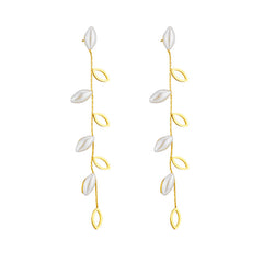 Wholesale 1 Pair Casual Simple Style Leaf Plating Titanium Steel Drop Earrings - ChicMeto