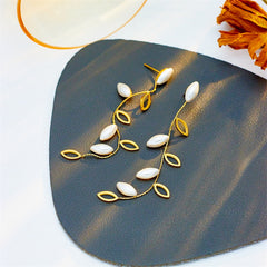 Wholesale 1 Pair Casual Simple Style Leaf Plating Titanium Steel Drop Earrings - ChicMeto