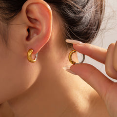 Wholesale 1 Pair Simple Classic Style Round Patchwork Plating 304 Stainless Steel 18K Gold Plated Earrings - ChicMeto