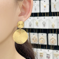 wholesale Exaggerated Simple Style Commute Geometric Pleated 304 Stainless Steel 18K Gold Plated Drop Earrings - ChicMeto